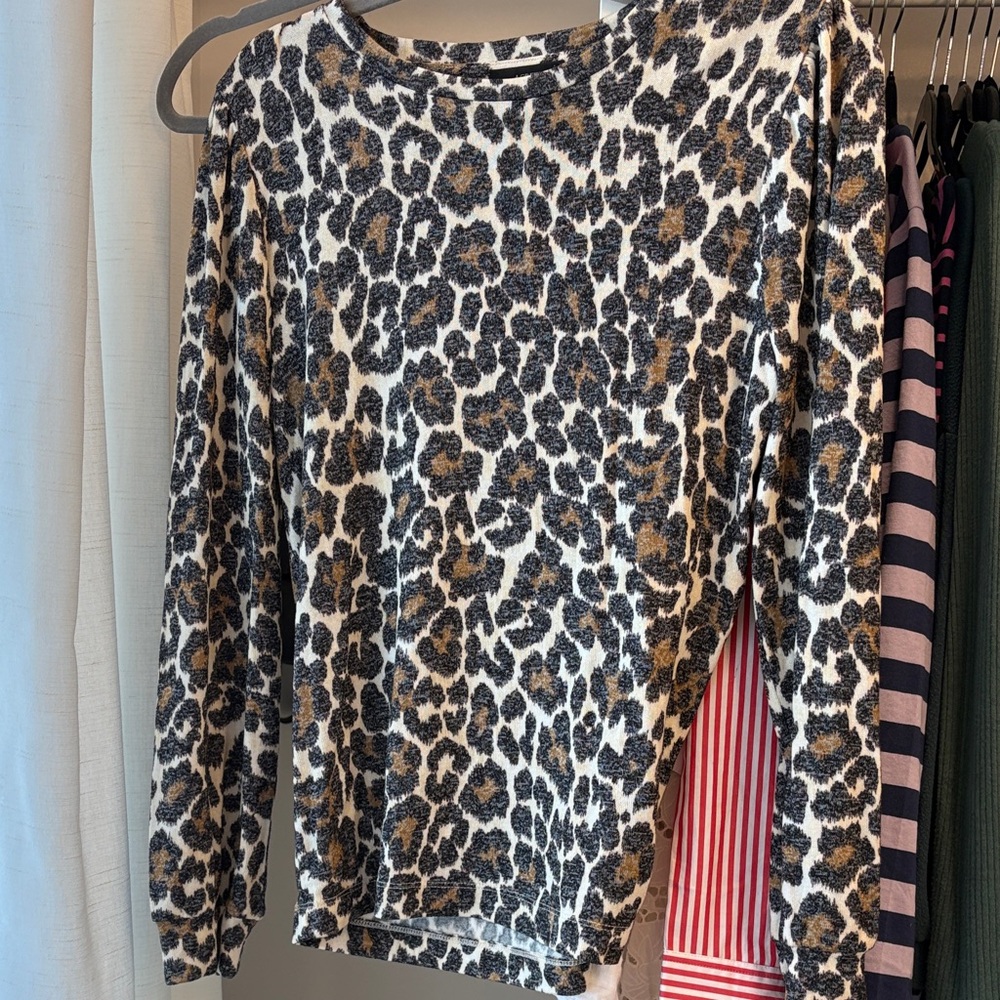 Leopard Print Long Sleeve Top jcrew medium